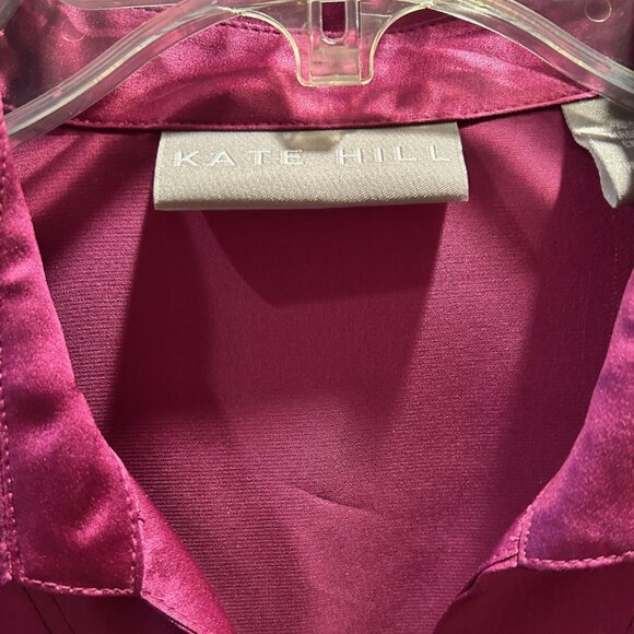 Kate Hill Fuchsia Rose Pink 100% Silk Blouse - sz 12 - - Picture 5 of 5